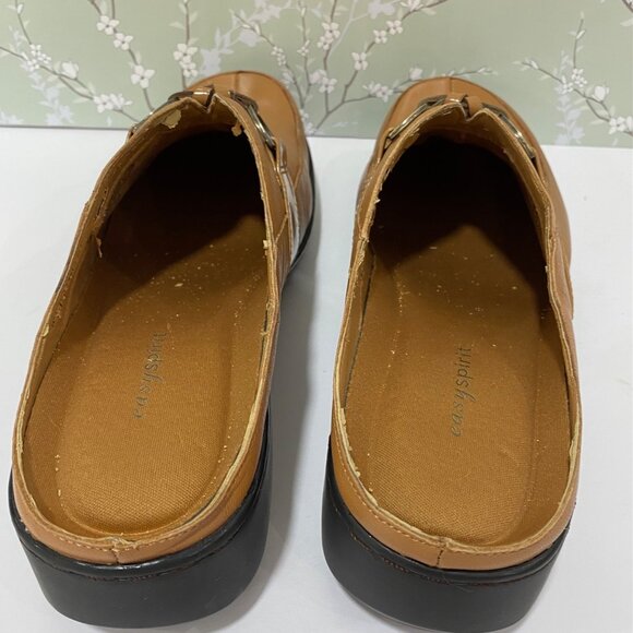 easySpirit Damaras leather Mules NWOT Caramel colored Women S 8.5 Gold accents - Picture 8 of 11